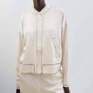 zara satin effect topstiched bomber